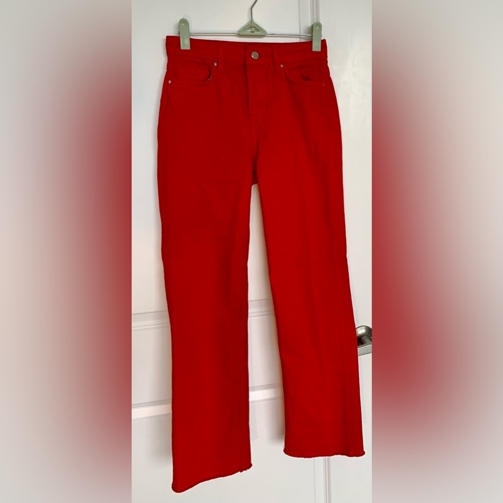 Red Wide Leg Denim  Pants from Zara